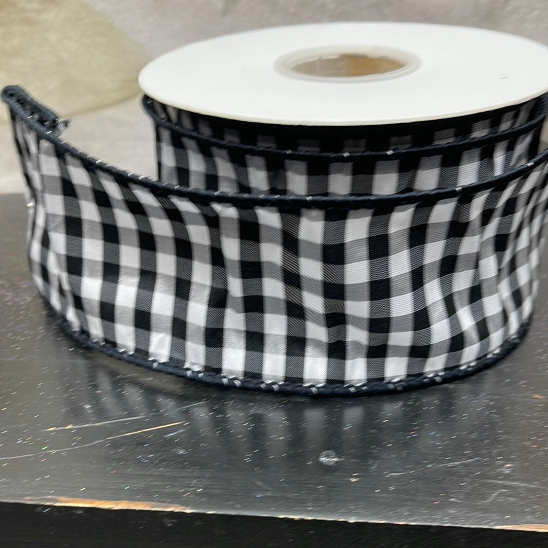 Check Taffeta Wired Edge, Black 92235W