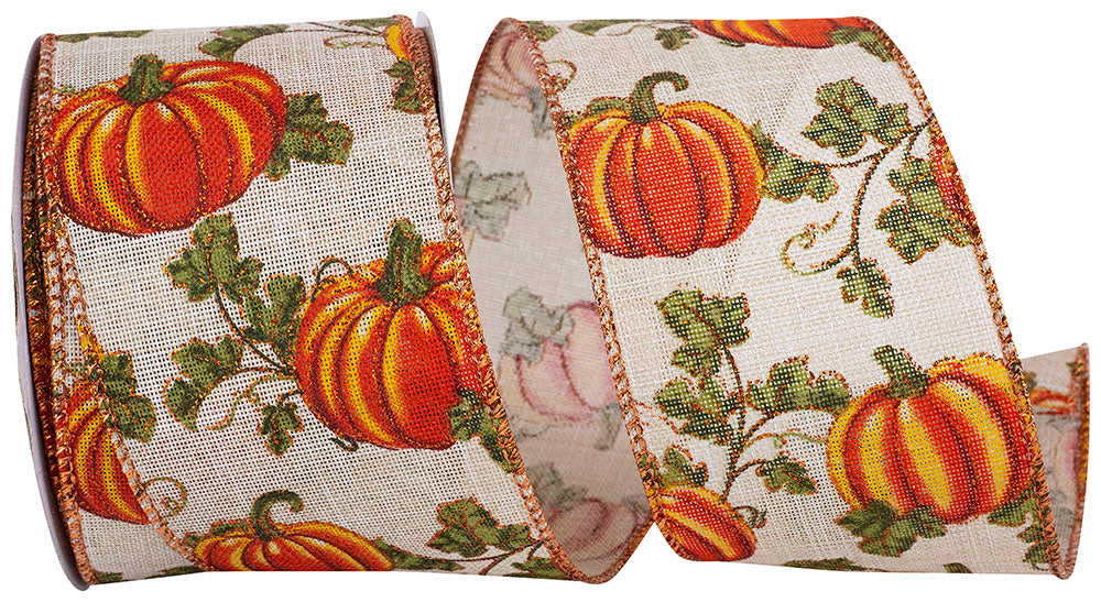 Pumpkin Vine Glitter Linen 93945W
