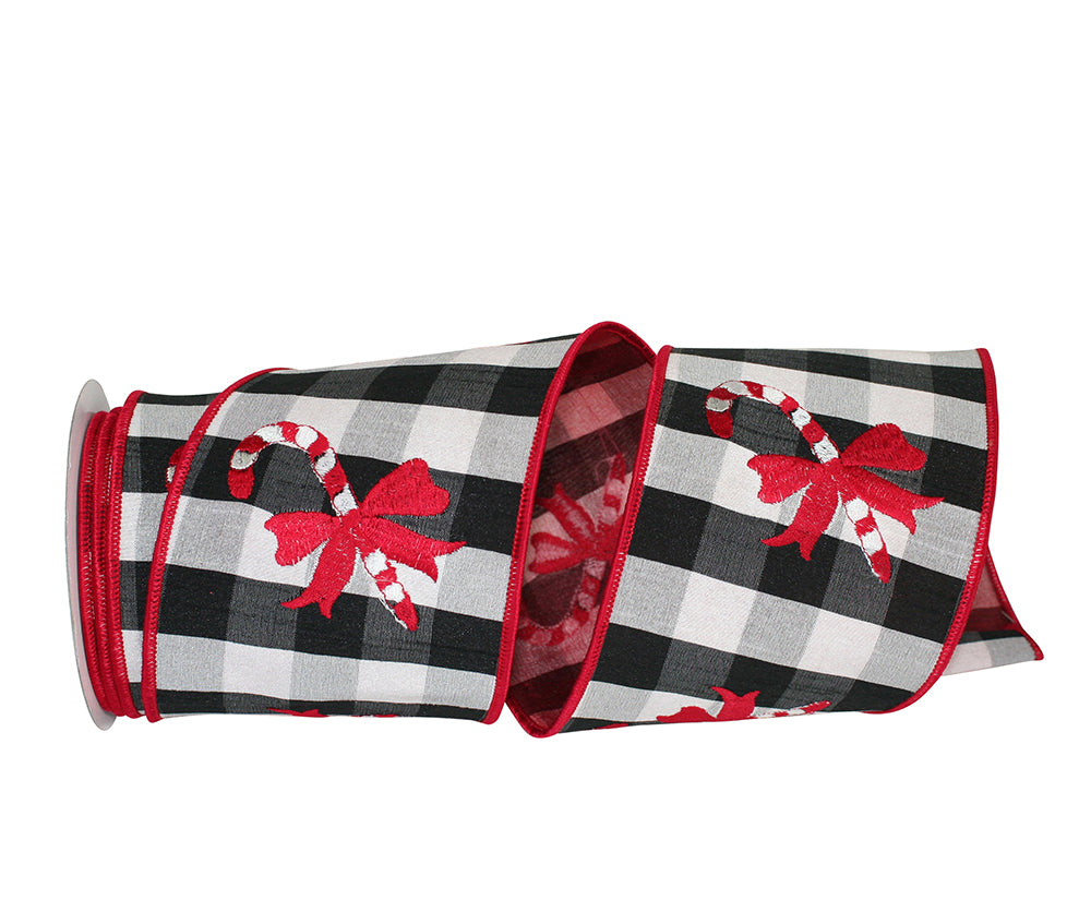 Candy Cane Dupioni Check Embroidery 93273W