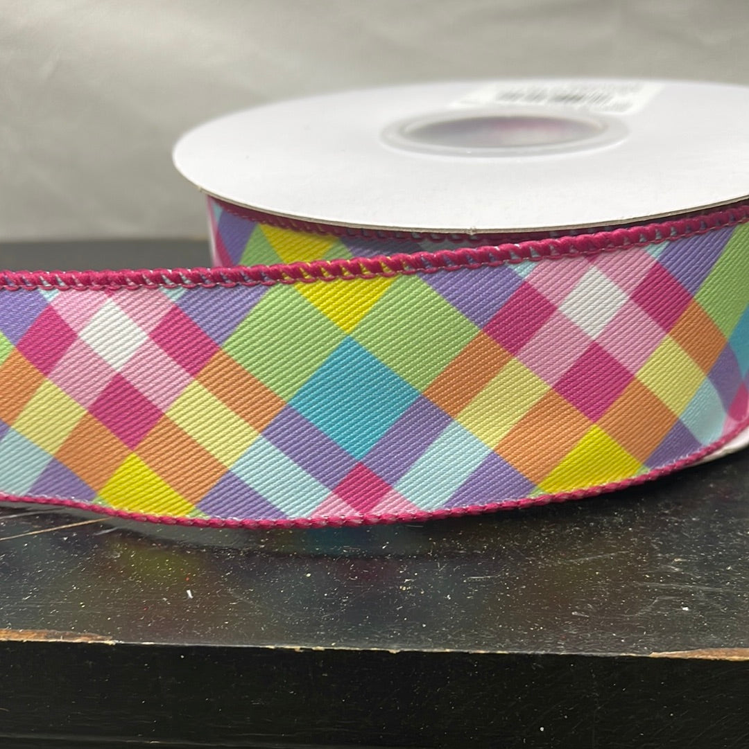 Pastel Plaid Bright Diagonal Ribbon 1.5"x10YD 94333W