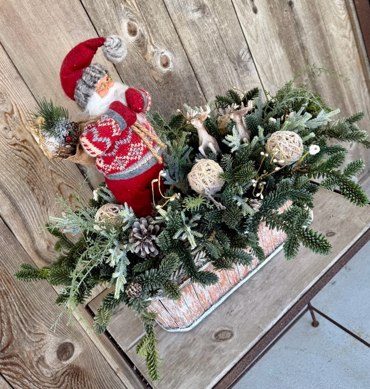 Santa and Deer Centerpiece