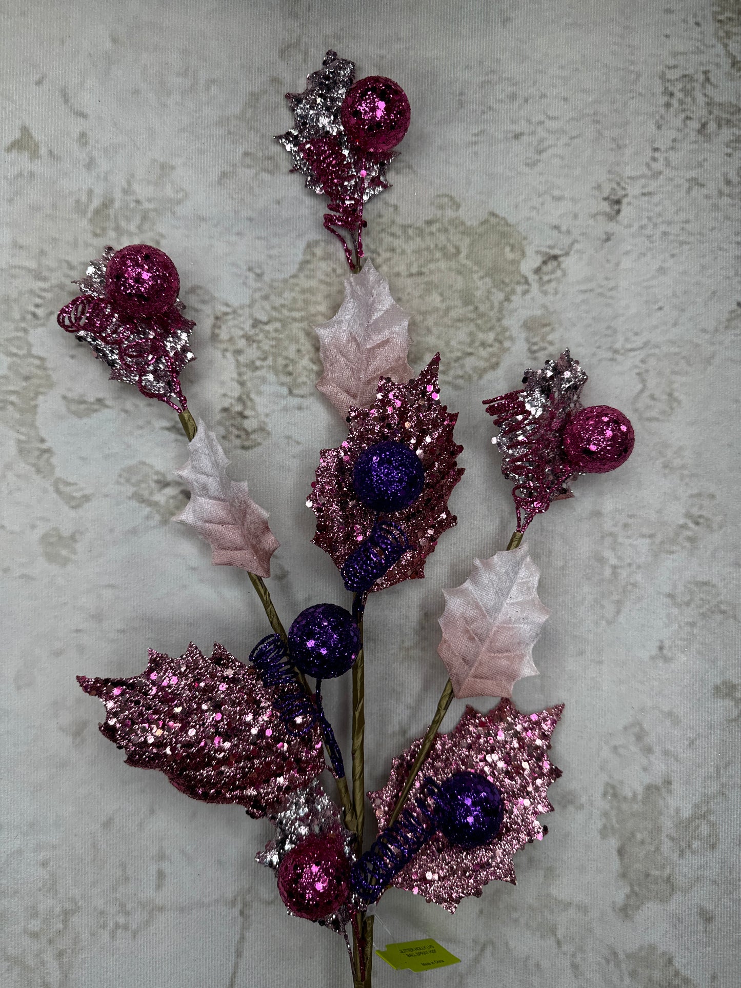 Glitter Holly Lvs Ball Spray 85959BTPU