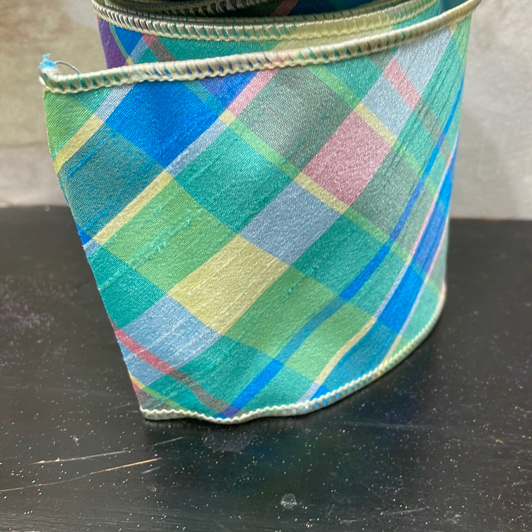 Pastel Plaid Deluxe Diagonal Wired Edge, Celadon 94318W-137-10D