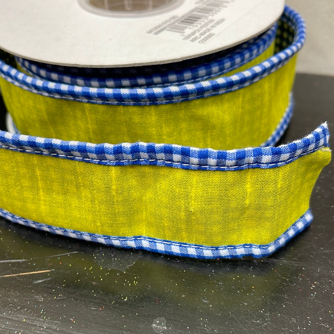 Gingham Wrapped Edge And Backed Dupioni Deluxe Wired Edge, Yellow 94325W