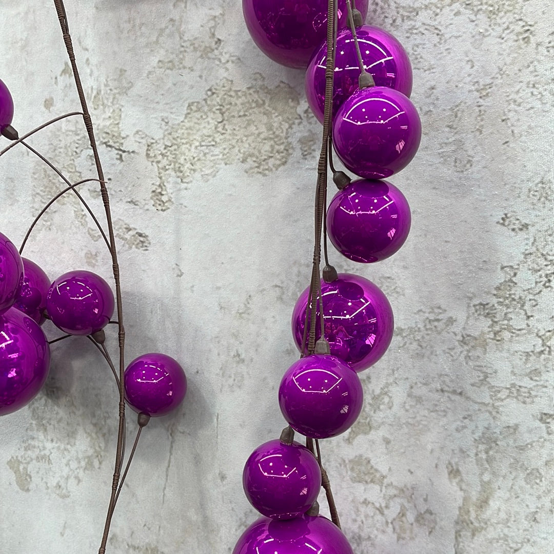 Fuchsia Pearl Branch Ball Garland N222870