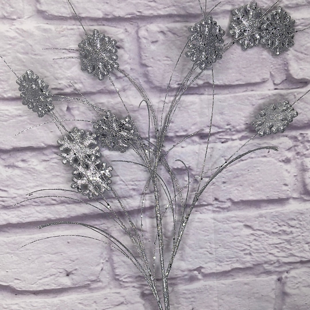 Glittered Mini Snowflake Spray MTX68964SIL