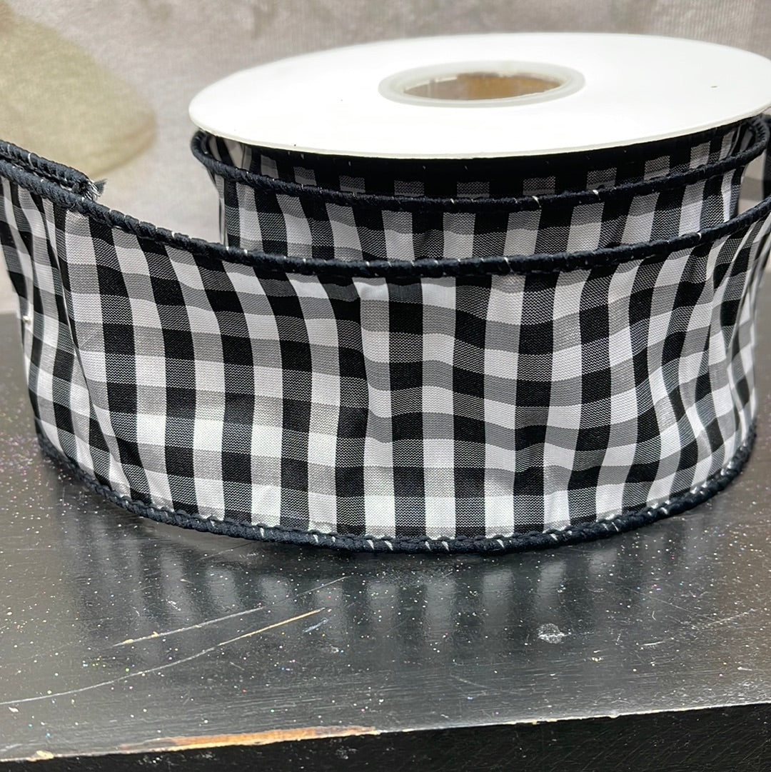 Check Taffeta Wired Edge, Black 92235W