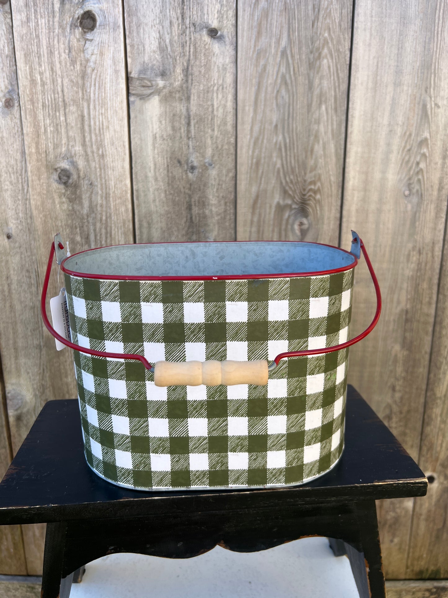 Metal Plaid Storage Buckets