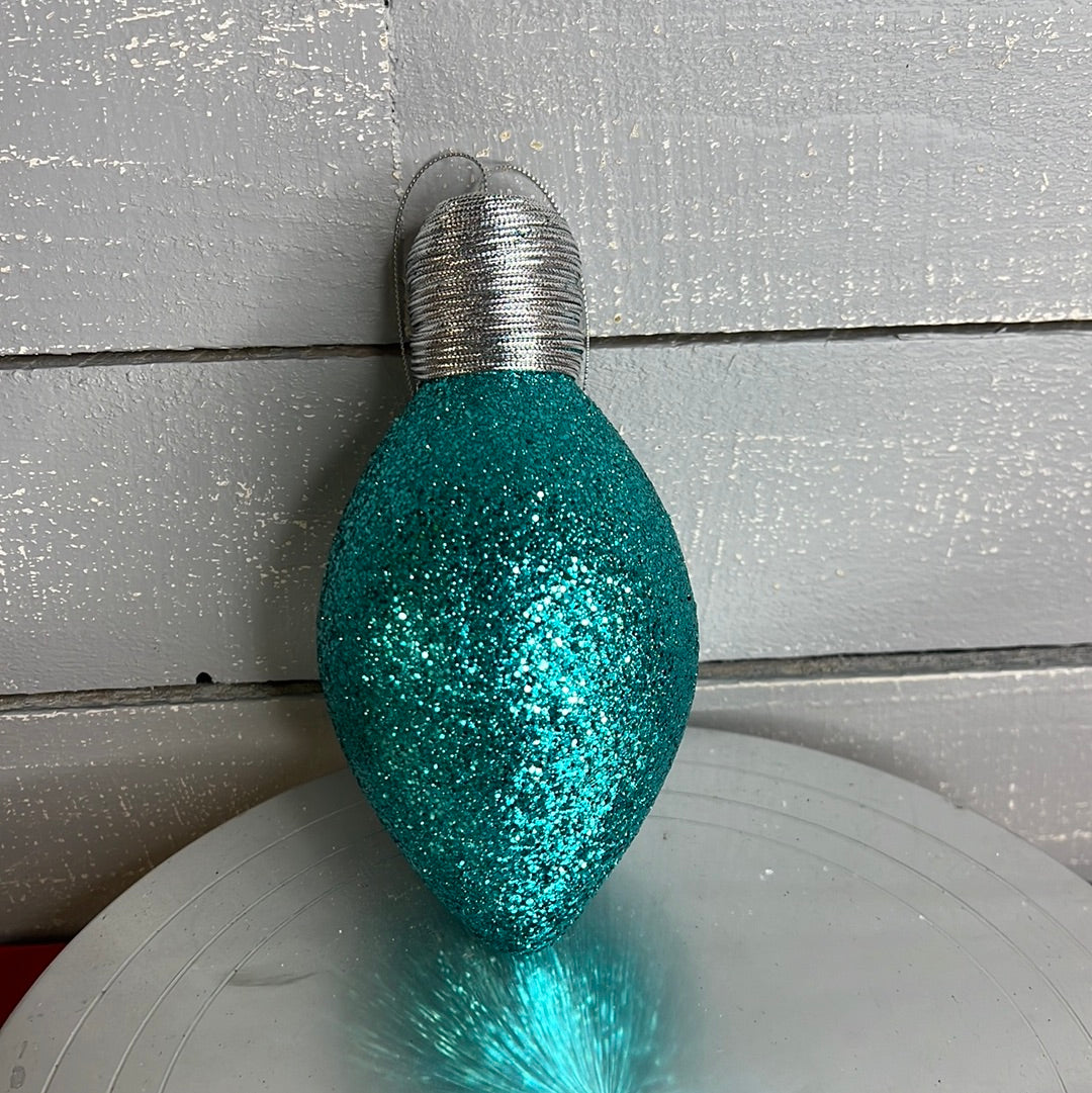 GLITTER LIGHTBULB ORNAMENT MTX70543-TEAL