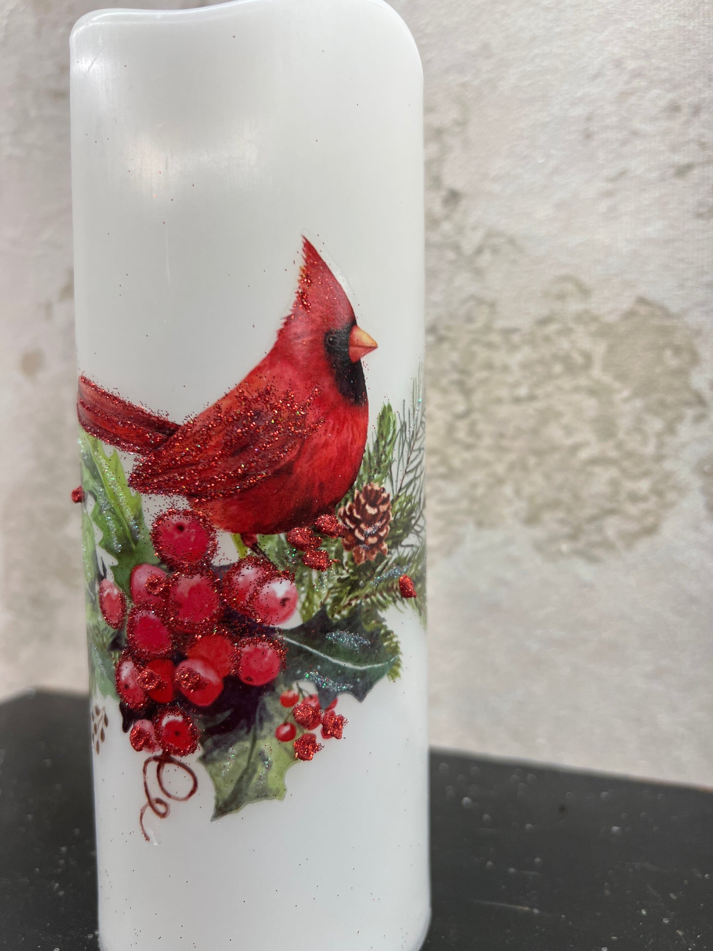LED/BTY/TMR CARDINAL W/BERRIES FAUX CANDLE MTX71464 RGAS