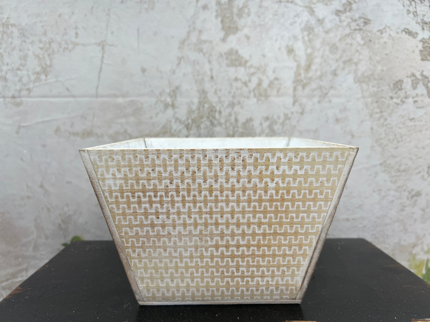 SQ WOOD POT, W/LINER KM1175