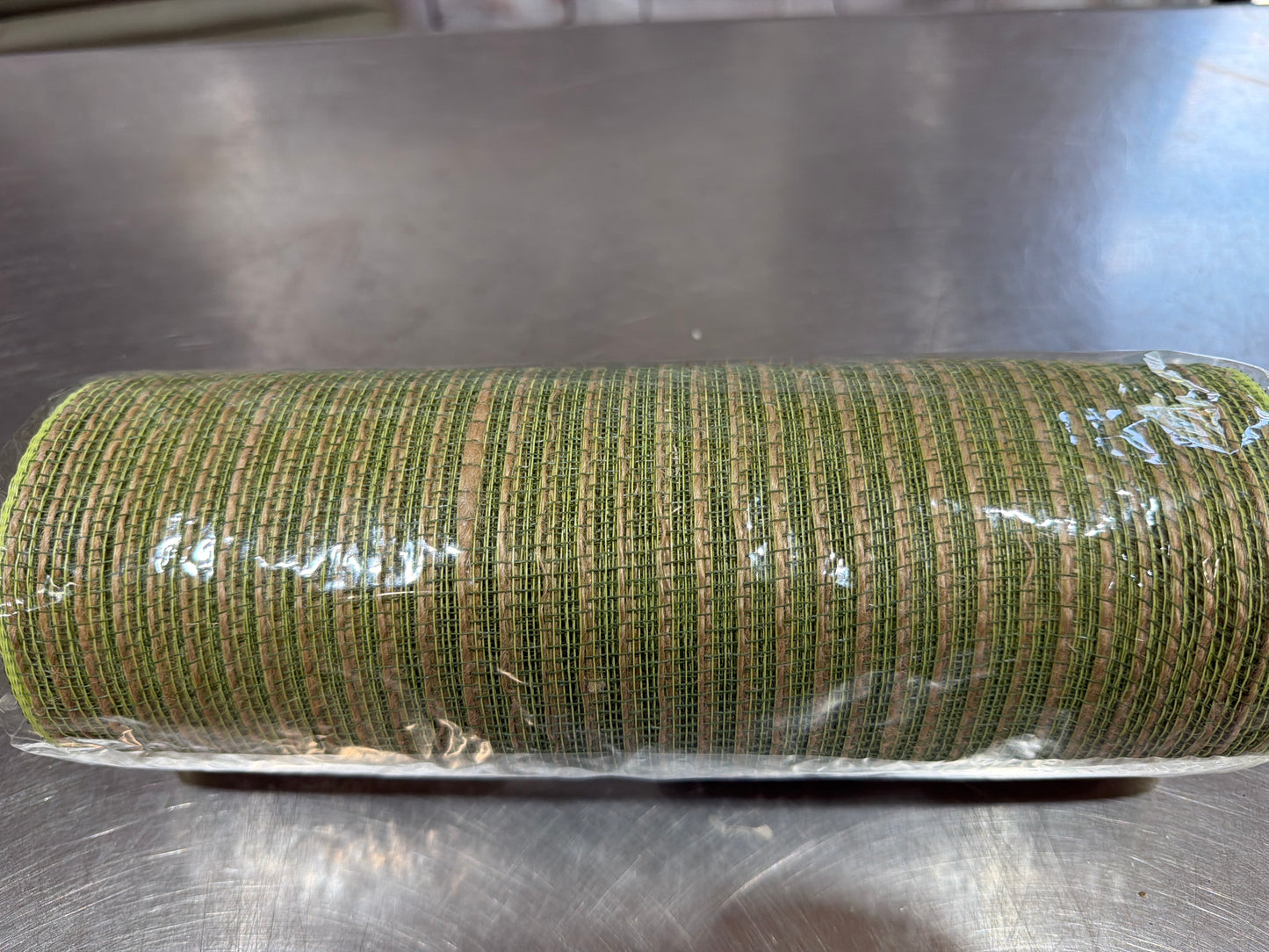 Jute Striped Mesh - green/natural CRJ231-08