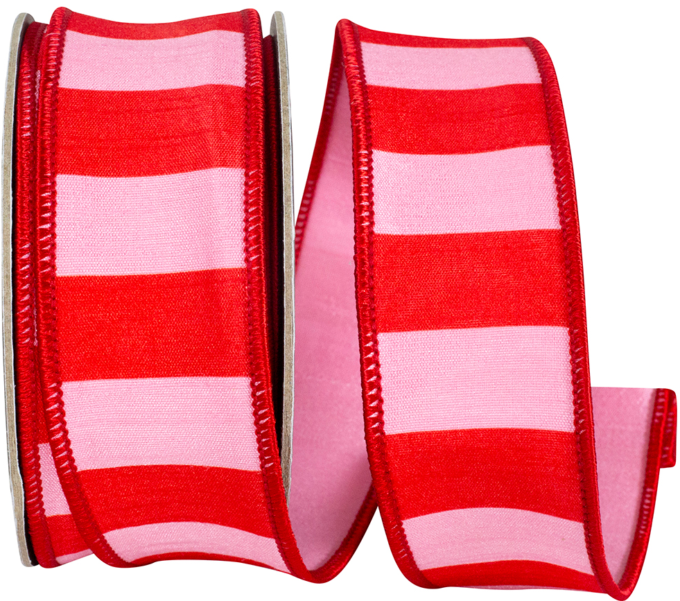 Cabana Striped Dupioni Deluxe Wired Edge, Pink/red, 94544W-696-09F