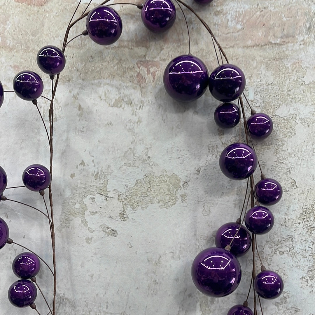 Plum Pearl Branch Ball Garland N222826