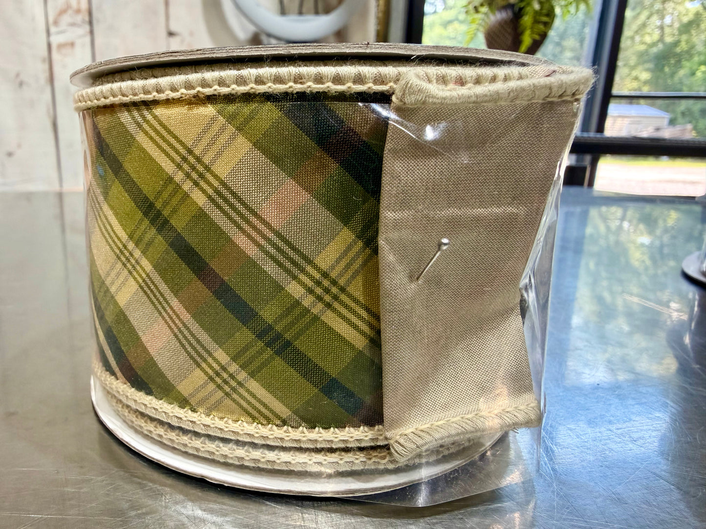 Huntington Plaid Taffeta Fused-2.5x10yd JME-WN25-040-GREEN-2.5