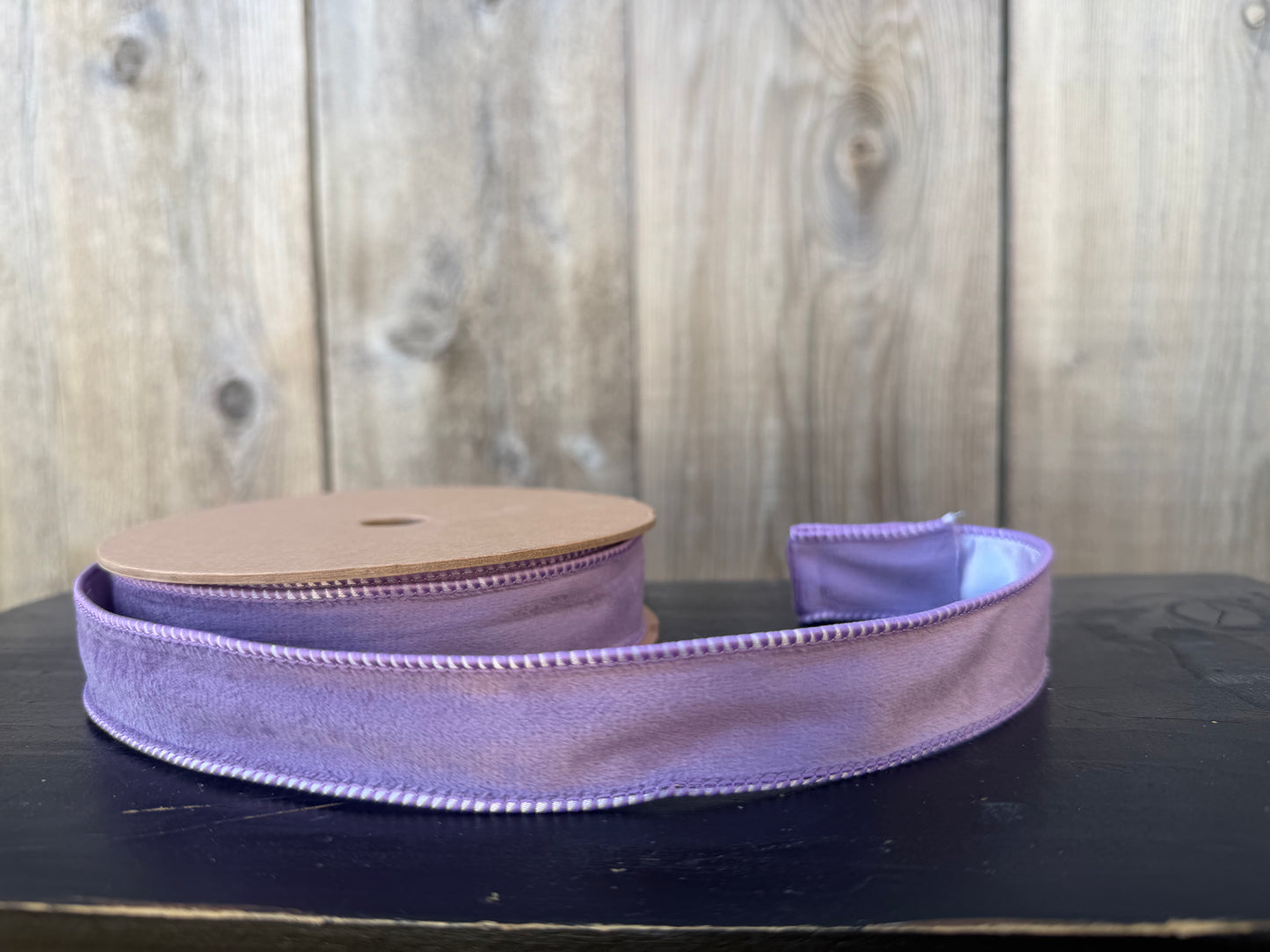 1' Velvet Wired Ribbon | Lavender/Lavender 7115W-430-25E