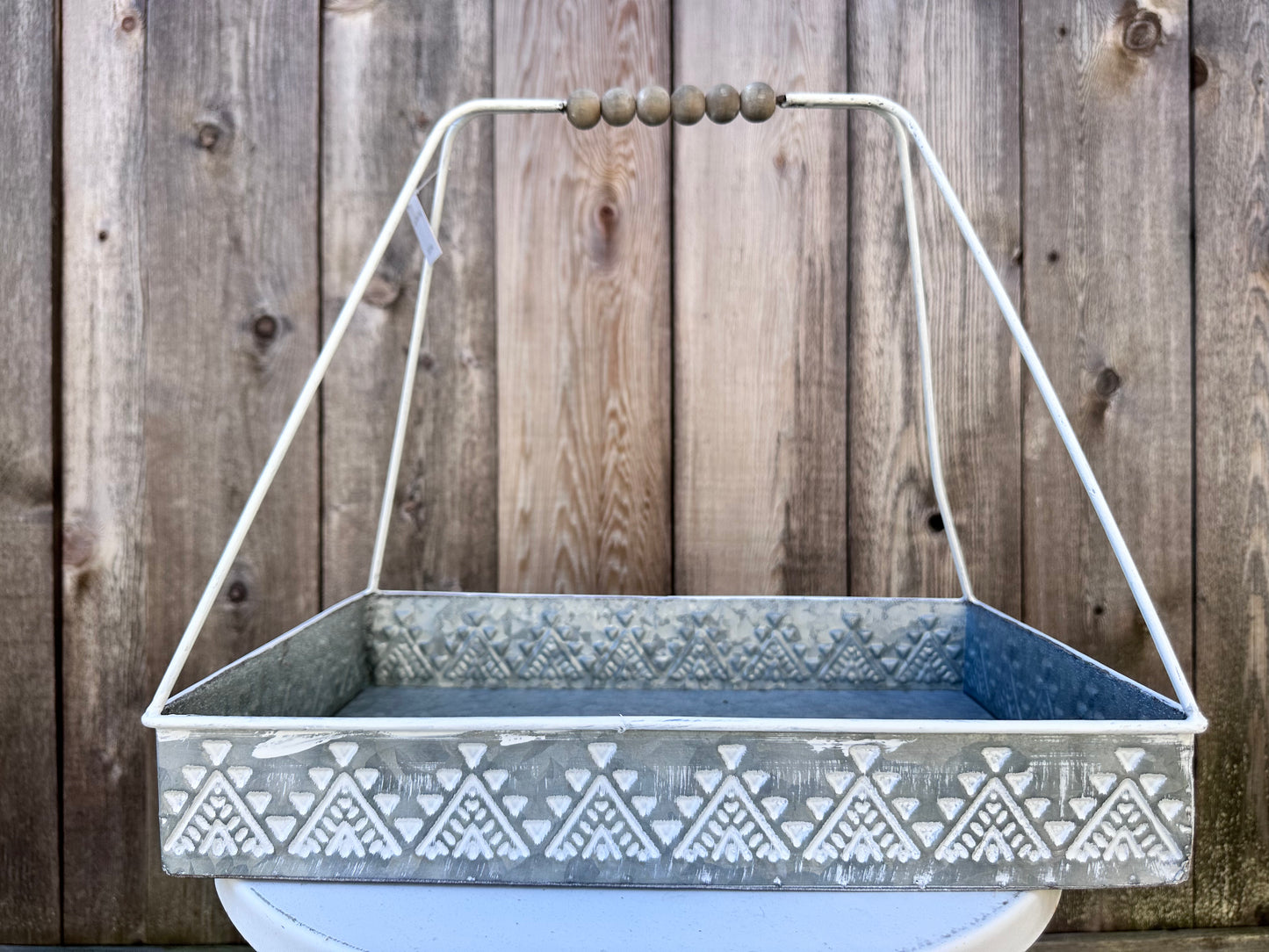 Metal Tray with Wood Bead Handle 2627940