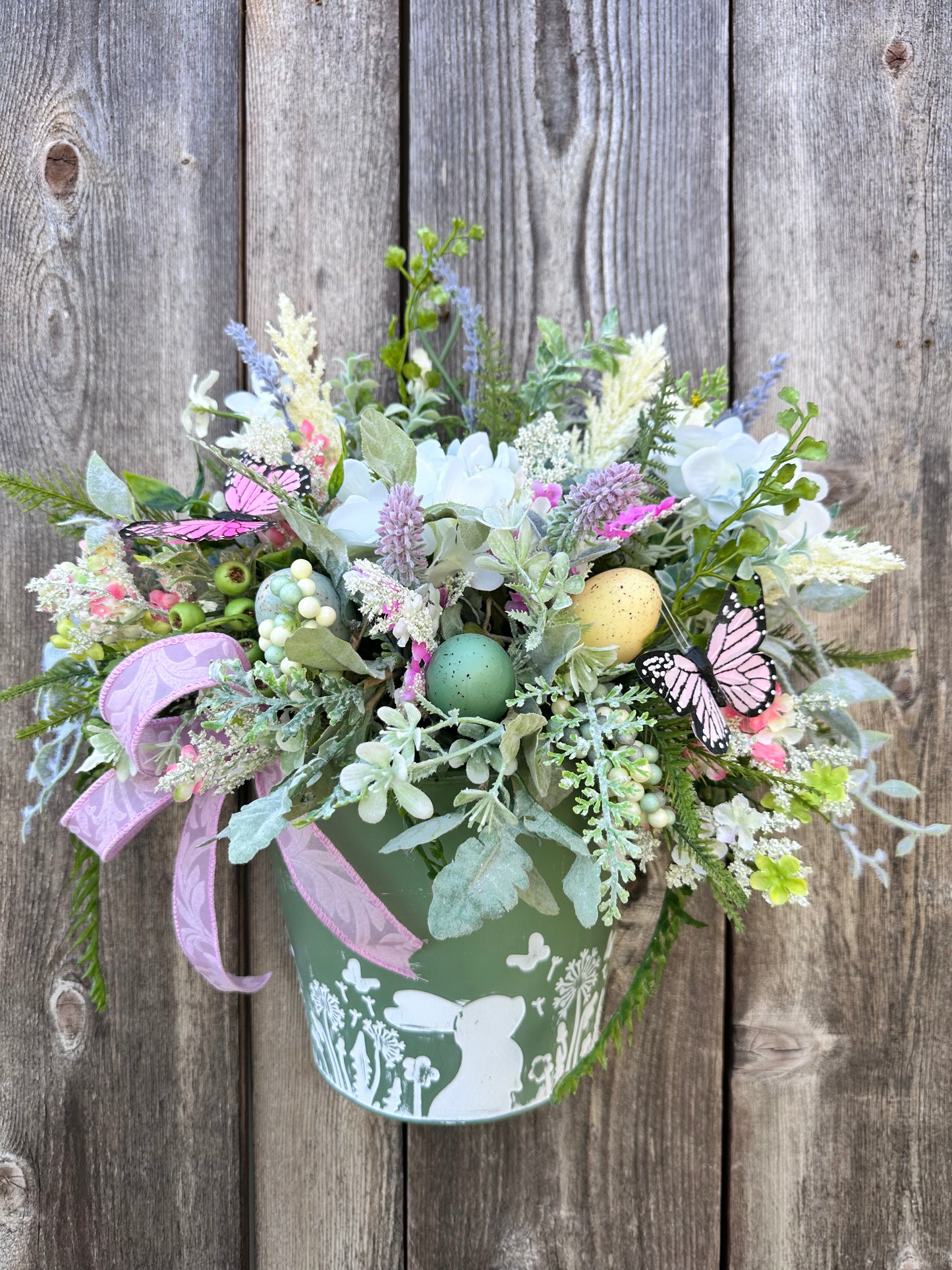 Spring bunny bucket door hanger
