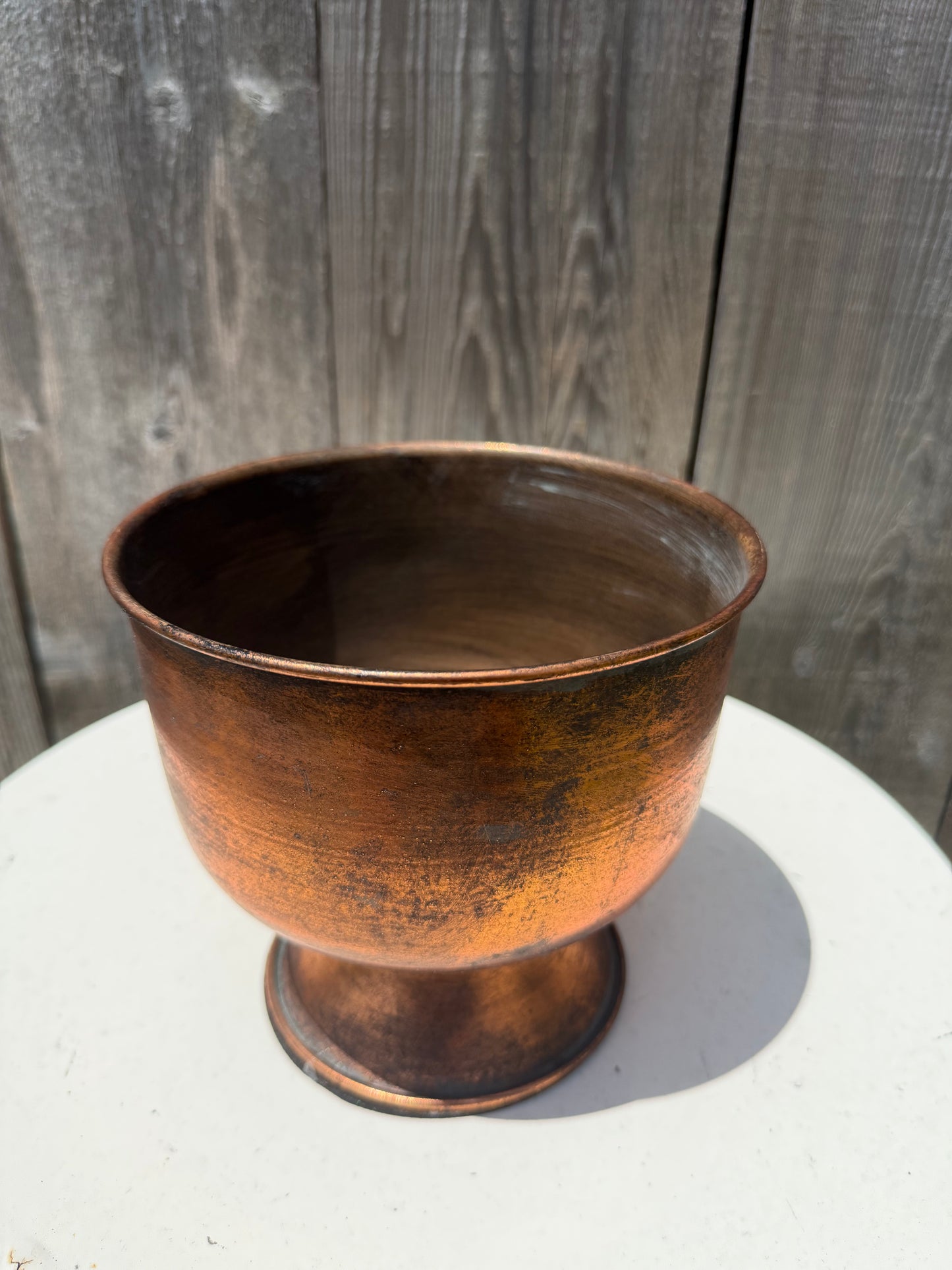 METAL PLANTER WITH BASE MED COPPER 8412CP