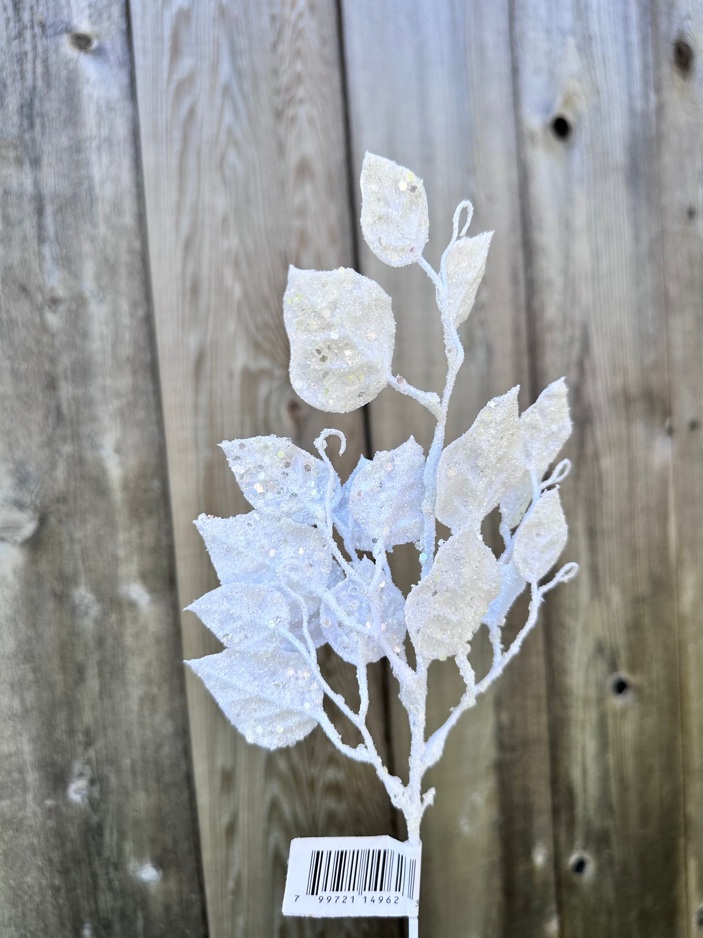Glitter Leaf Pick WHITE XP55874-003