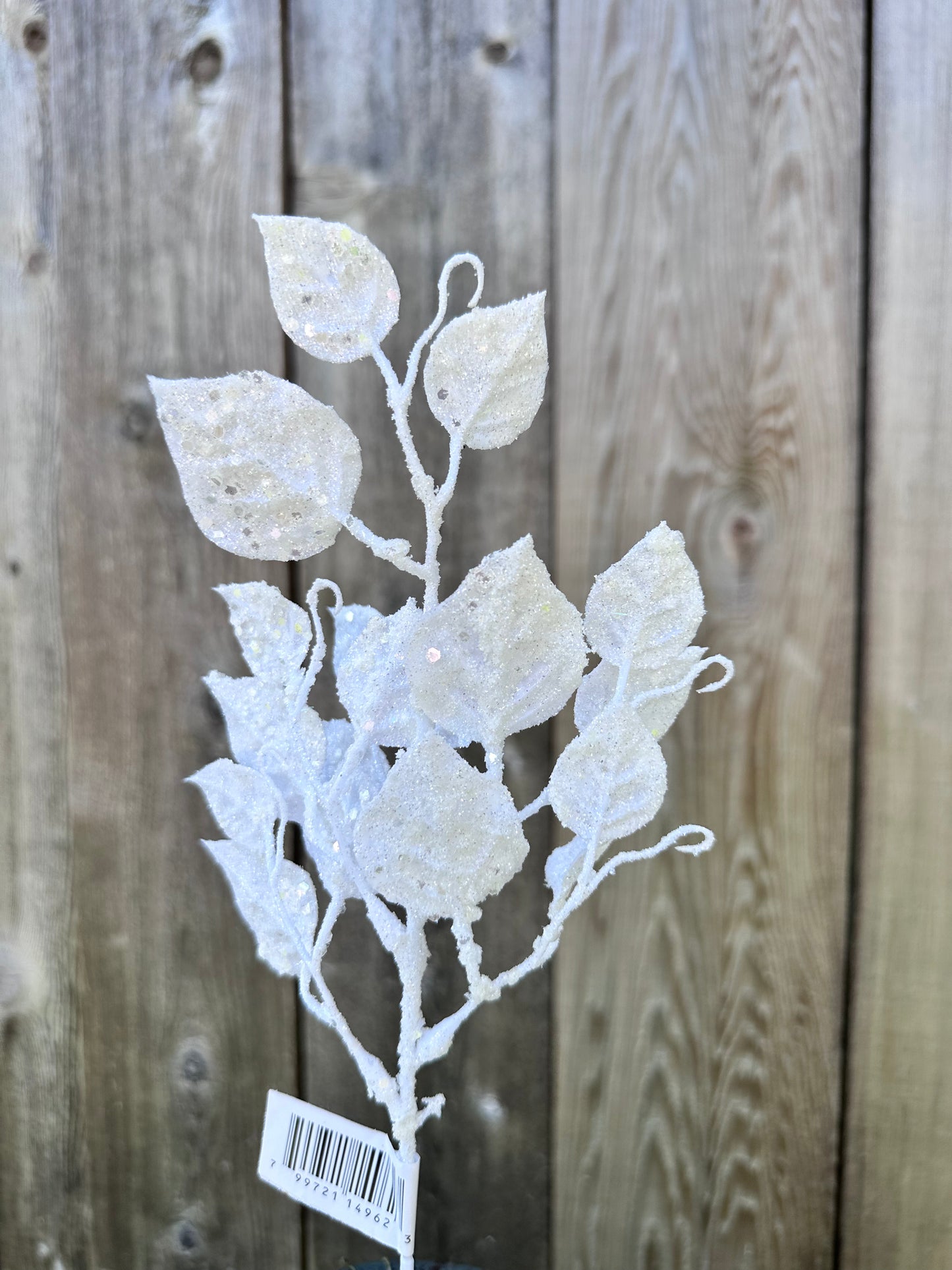 Glitter Leaf Pick WHITE XP55874-003