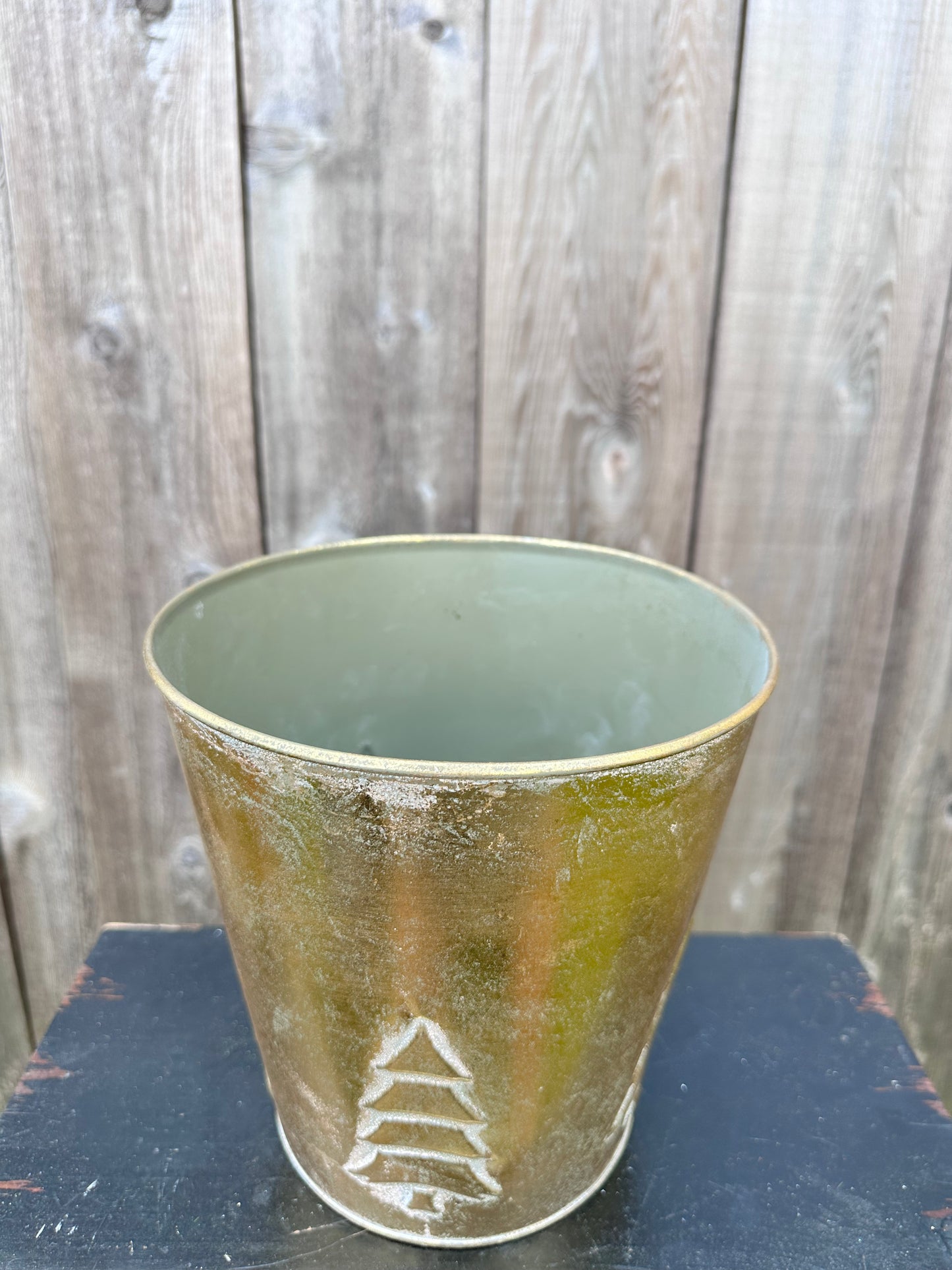 Holiday Metal Bucket-Golden M30860ABC