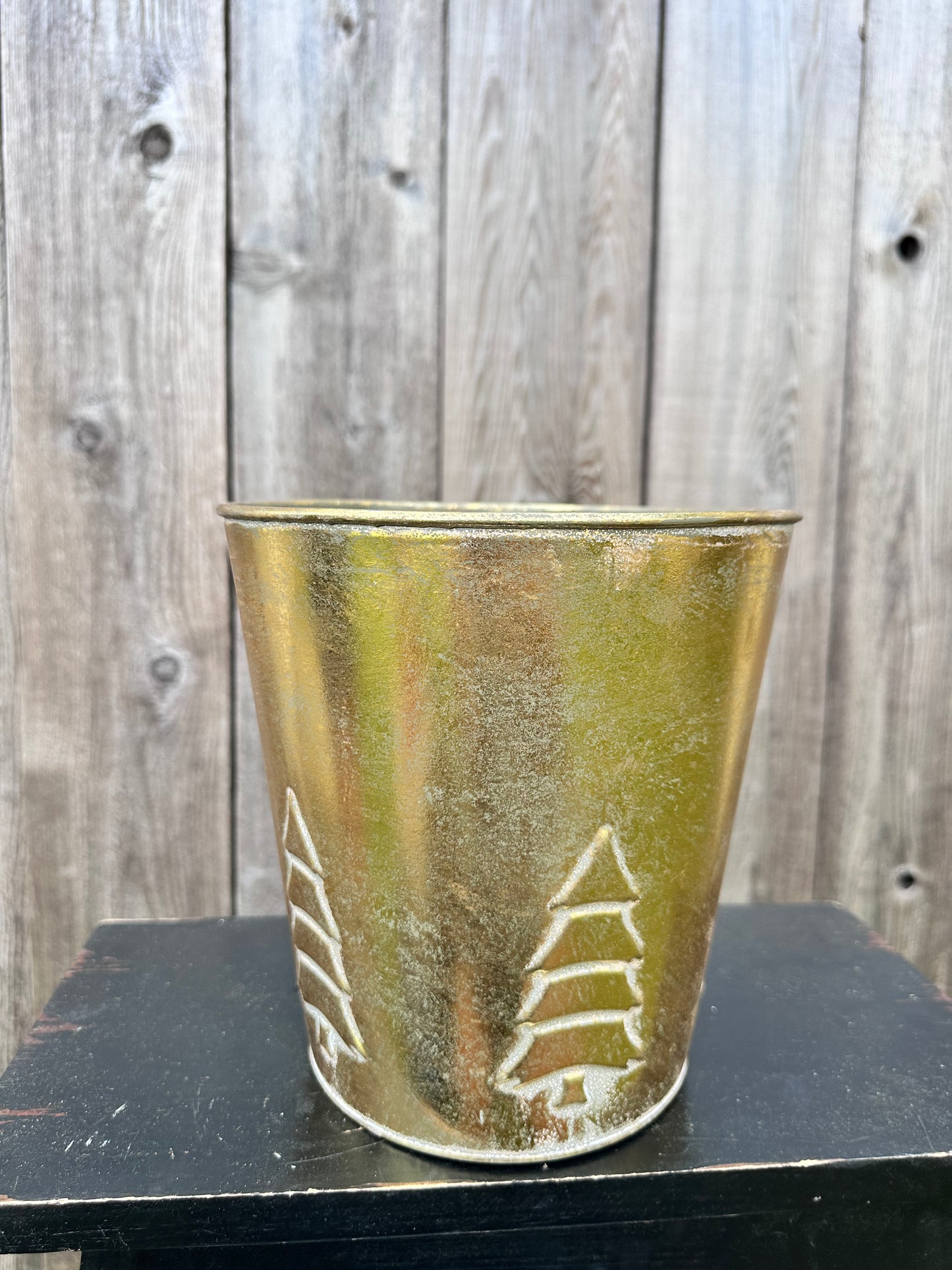 Holiday Metal Bucket-Golden M30860ABC