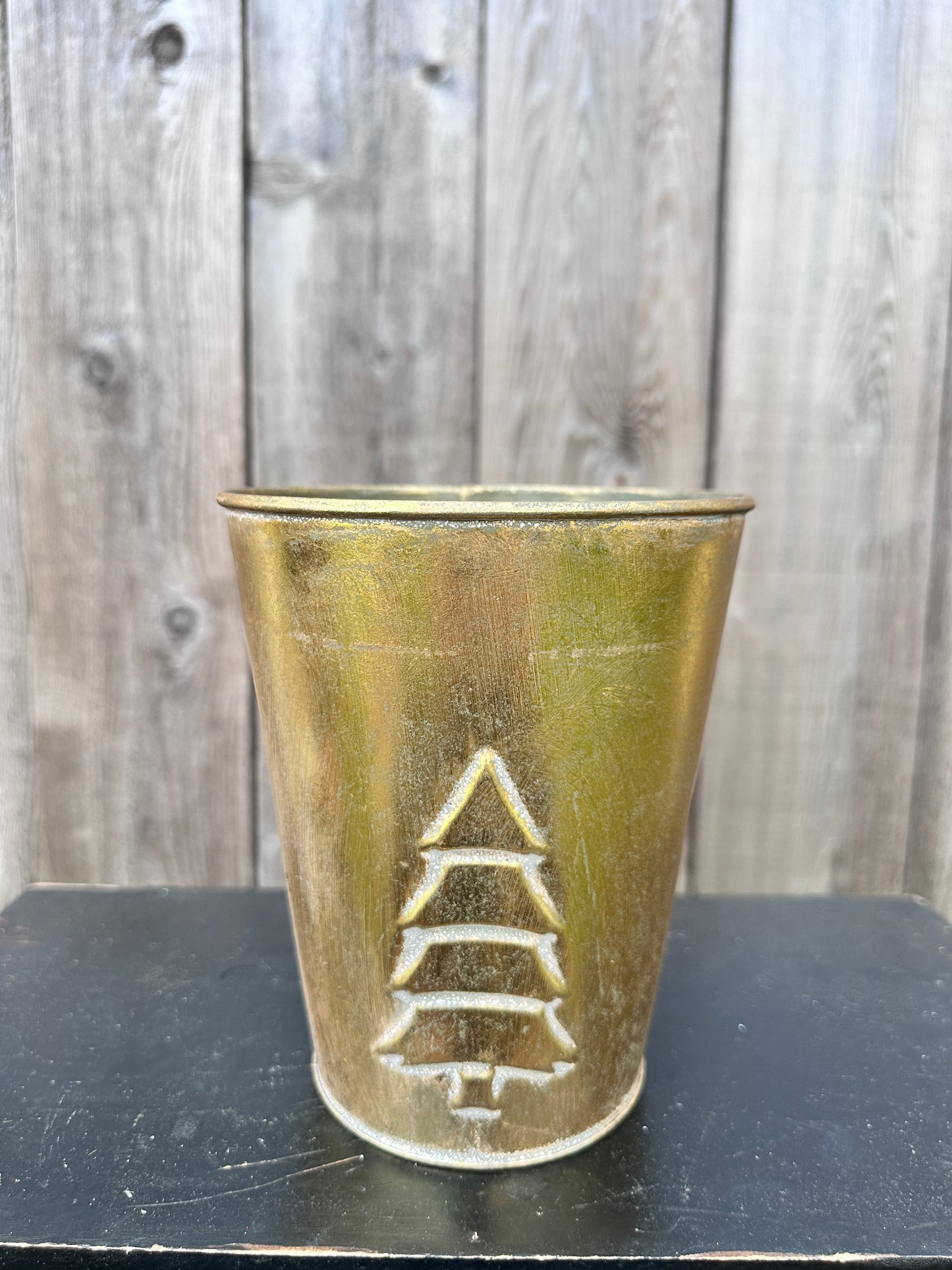 Holiday Metal Bucket-Golden M30860ABC