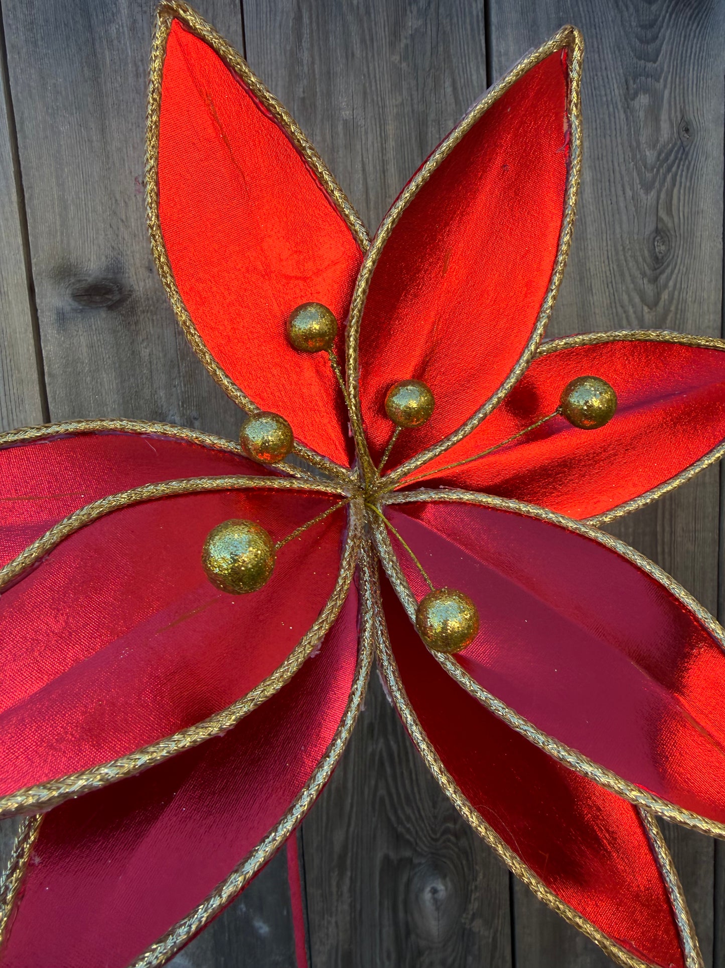 Metallic Poinsettia Stem 86636RD