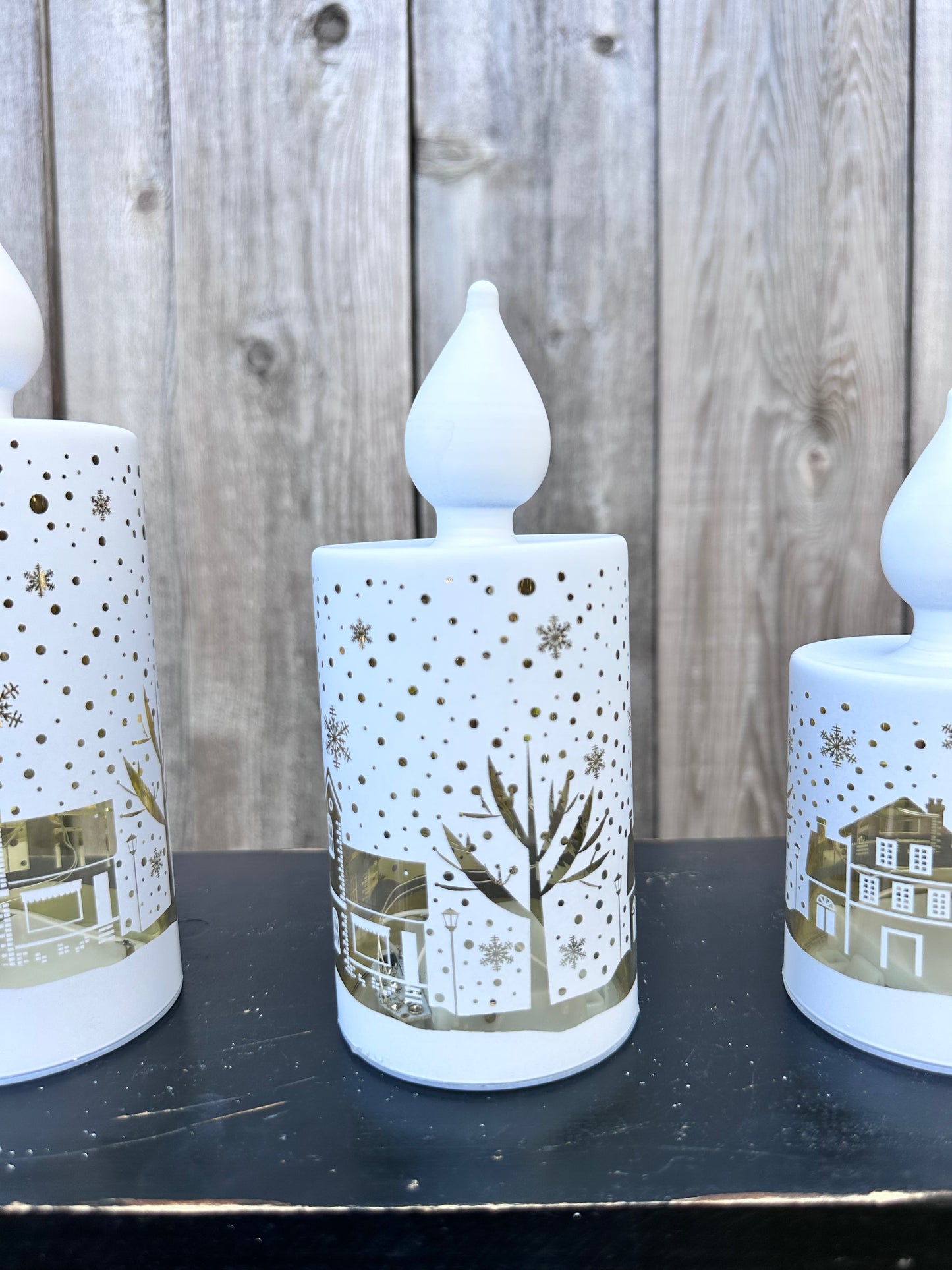 LIGHTED GLASS DESIGN CANDLE, SET OF THREE 2790100