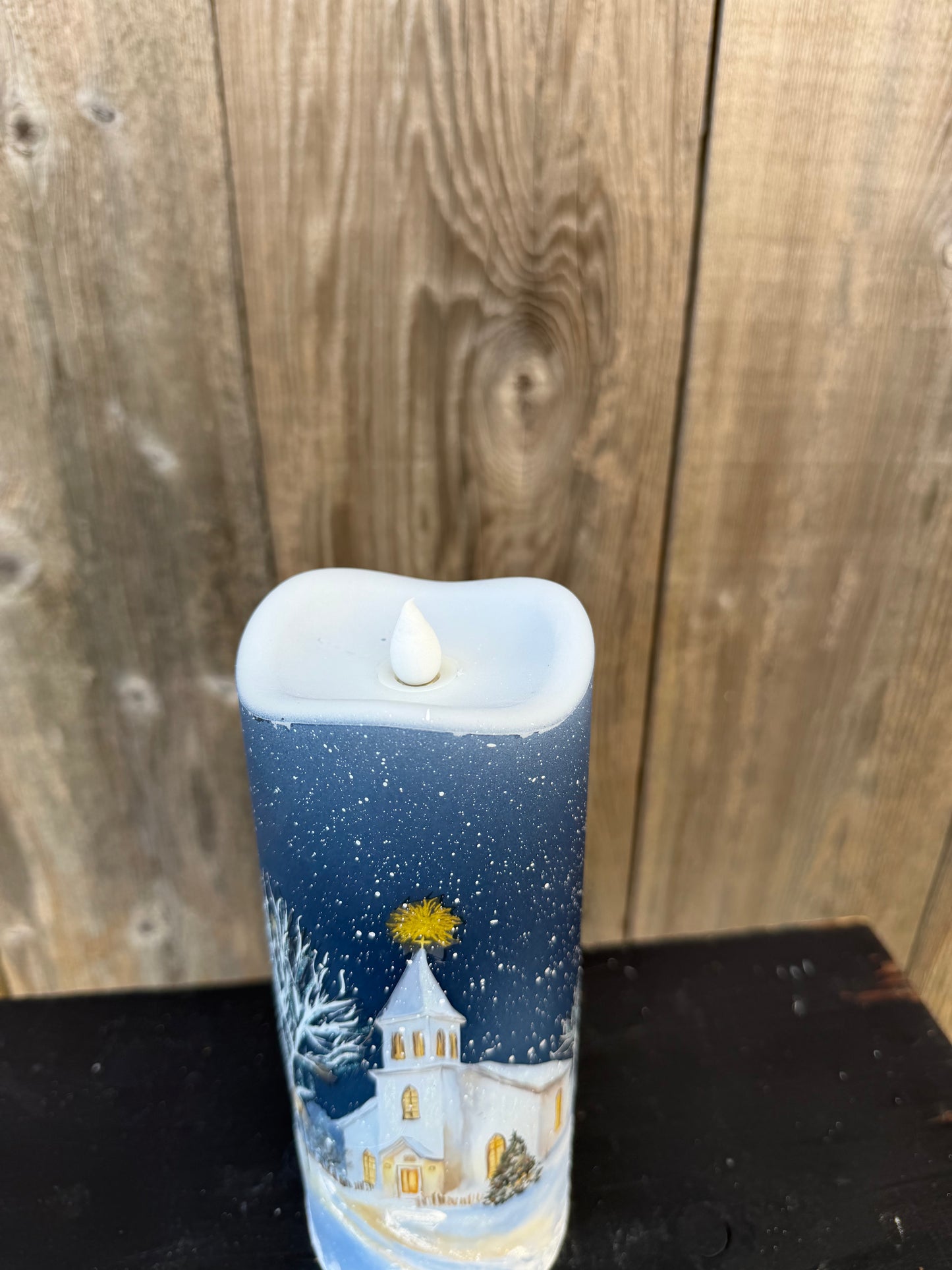 8" LED Winter Church Candle MTC10186-L