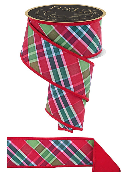 2.5"X10YD BOLD PLAID/FUSED RD/EM/LIME LX1111T9