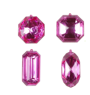 Mauve Jewel / Gem Glitter Orn Assort 4/Ba MT233245