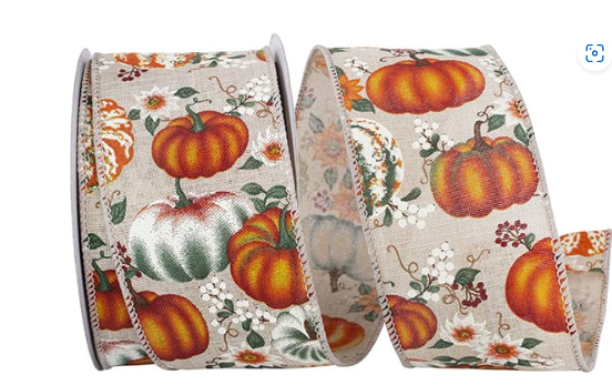 Harvest Pumpkins & Flowers Line Wired Edge 94081W-750-40F
