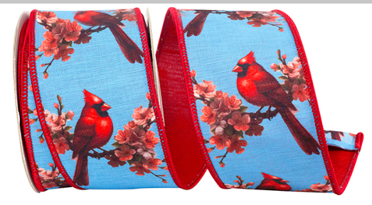 Cardinal Blossom Deluxe Wired Edge, Blue/red, 2-1/2 Inch, 94556W
