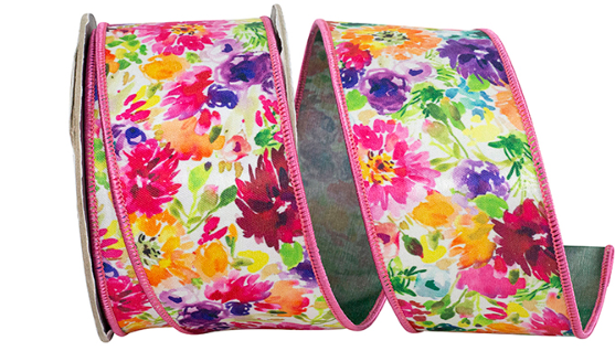 Floral Impressions Deluxe Wired Edge Ribbon, Multi, 94546W-001-40F