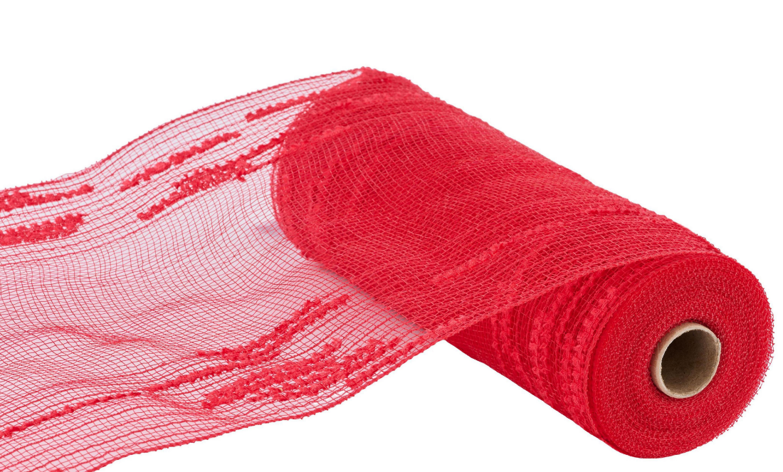 10.25" x 10yd Random Dbl Drift Border Mesh Red RY812024
