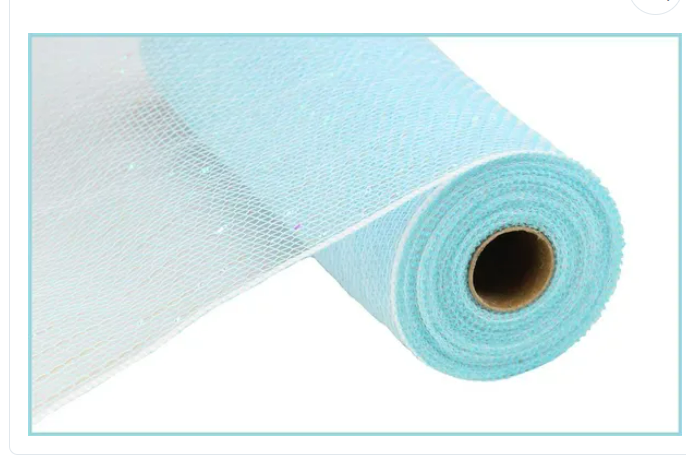 10.25" x 10yd Irid Foil Mesh Turq/White RY8501E1