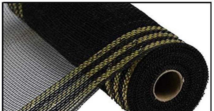 Black And Gold Border Stripe Metallic Mesh RY8503F8