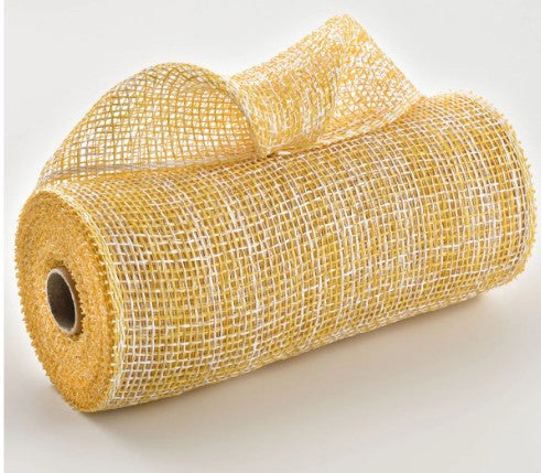 Two-Tone Poly Burlap Mesh: Yellow & White RP8155M2