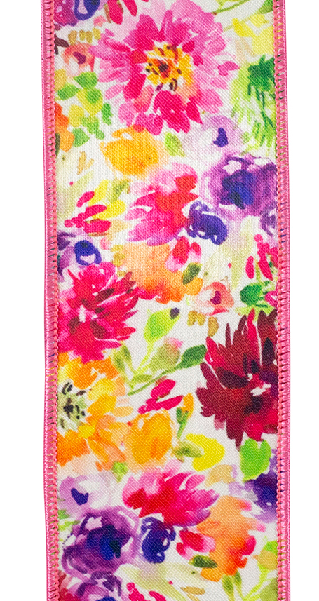 Floral Impressions Deluxe Wired Edge Ribbon, Multi, 94546W-001-40F