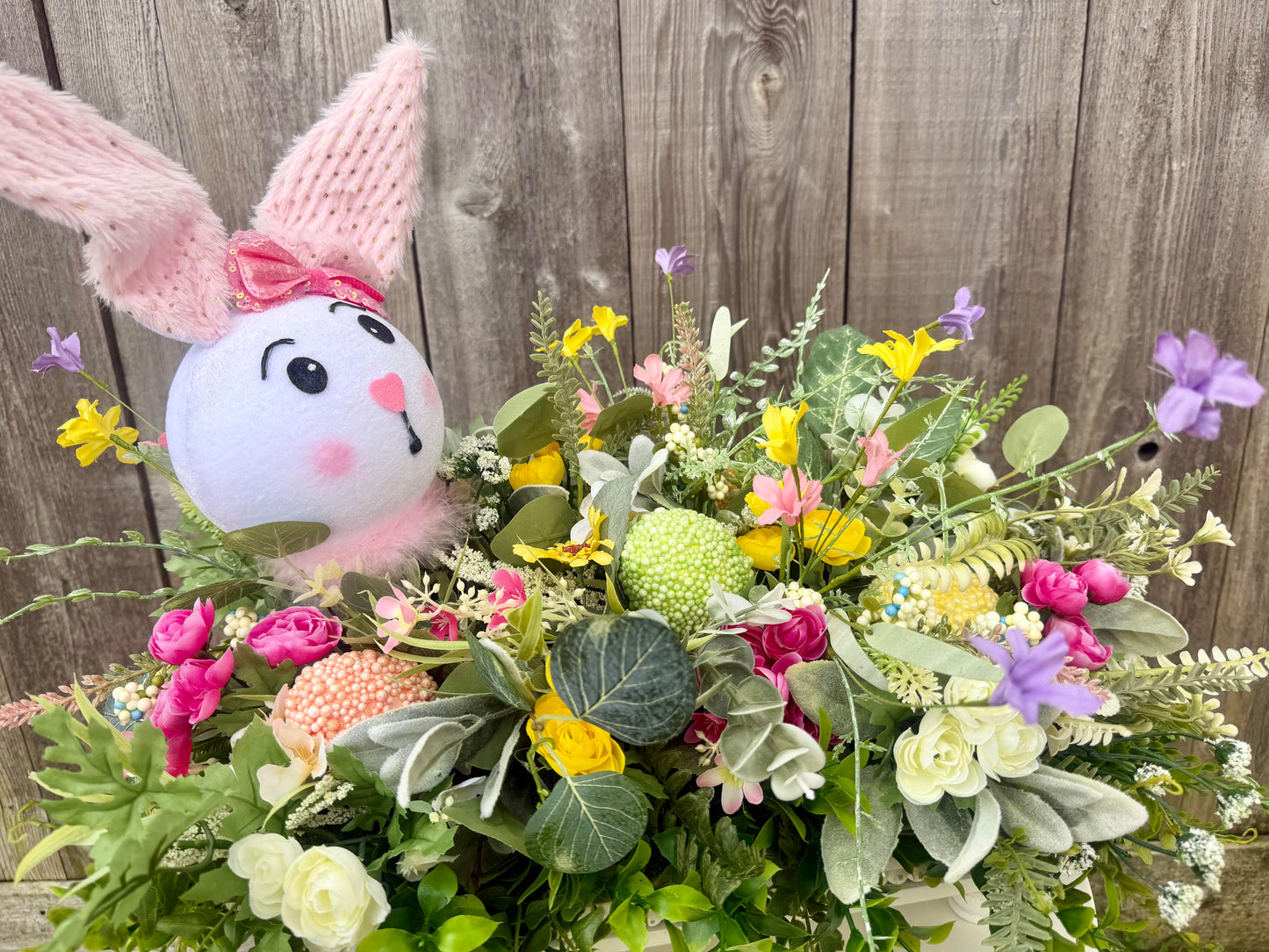 SPRING CENTERPIECE WITH BUNNY AND EGGS