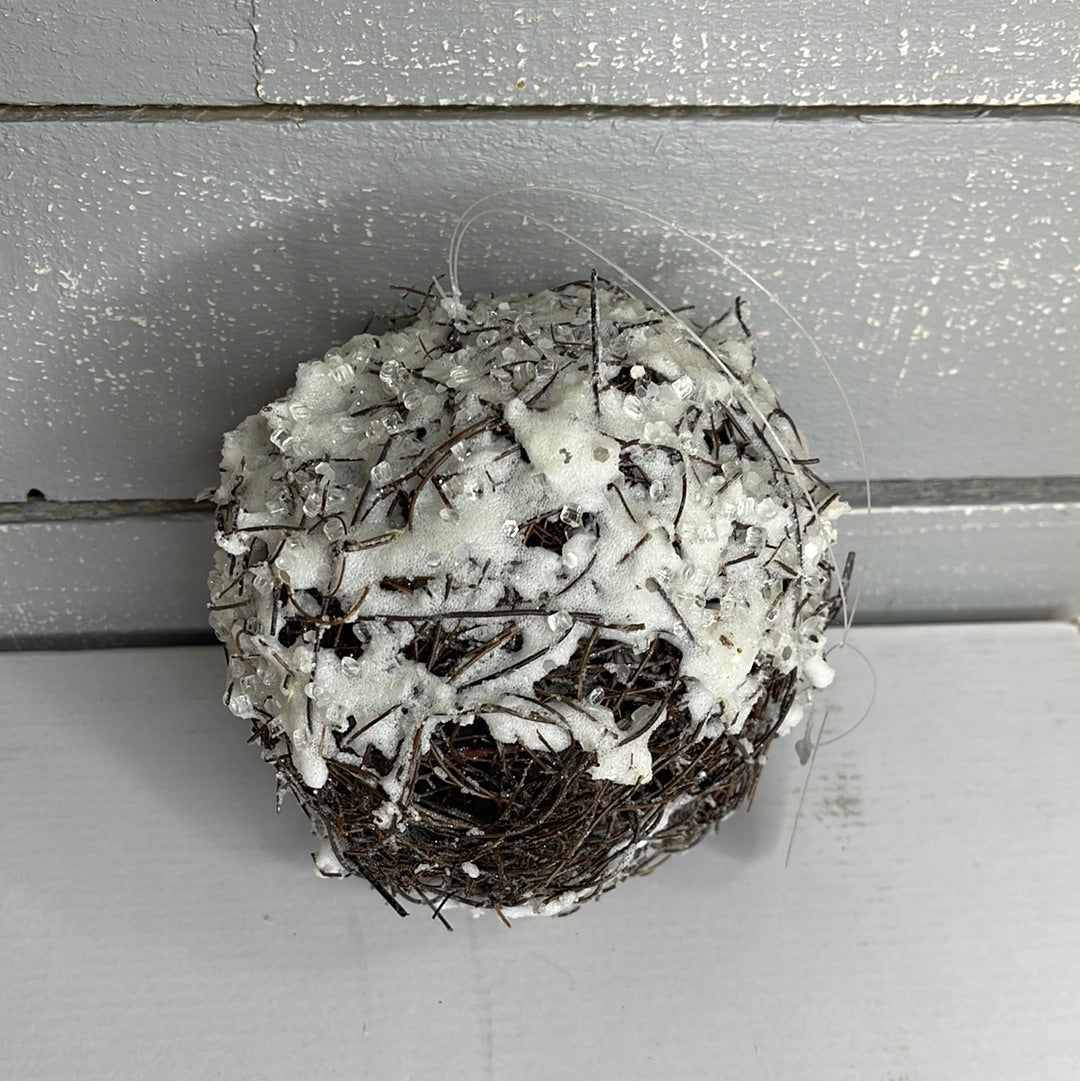 SNOW AND ICE COVERED TWIG ORNAMENT - DC21687WHBN