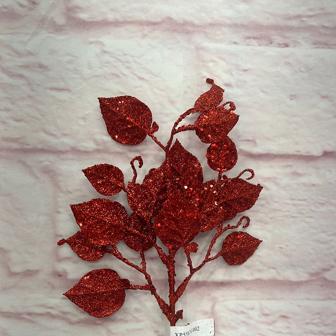 Glitter Leaf Pick H13 RED XP55874-002