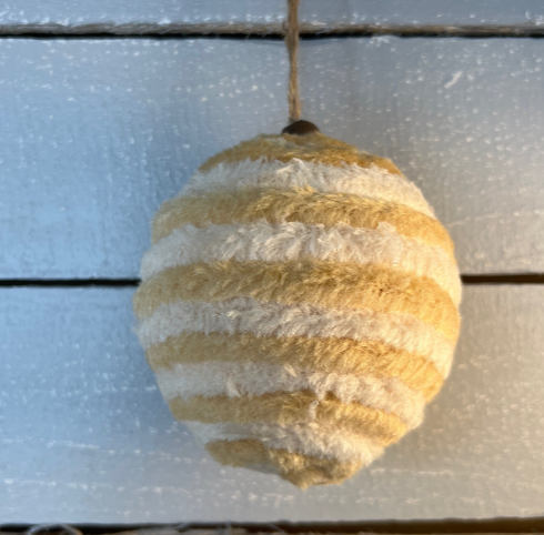 Orn Fuzzy Stripe Ball 85533CMBN