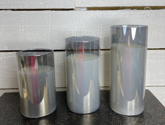 Mercury Glass Flameless Candle set/ smoke LC3310S