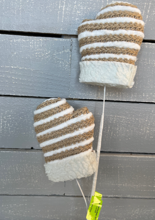 Jute Chenille Mitten Spray x 2 85613BNWT