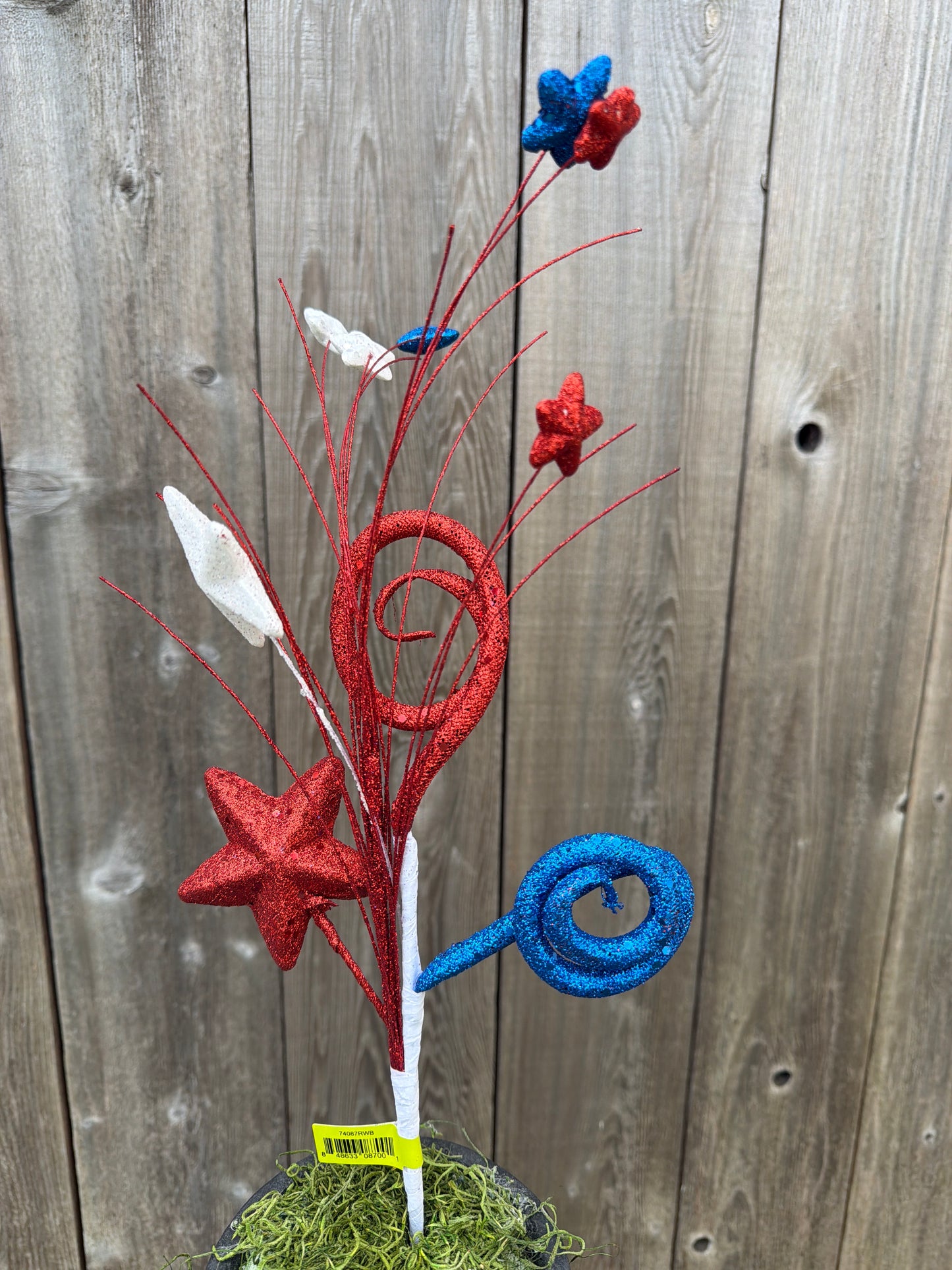Glitter Spiral Star Pick    74087RWB