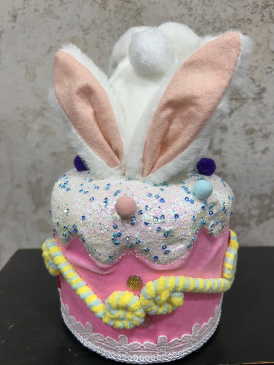 STYRO FURRY BUNNY BUTTOM IN CAKE   MT26007-PINK