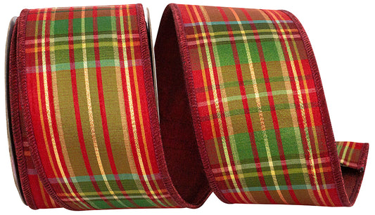 Plaid Cranberry Metallic Deluxe Backed 2.5"   94284W